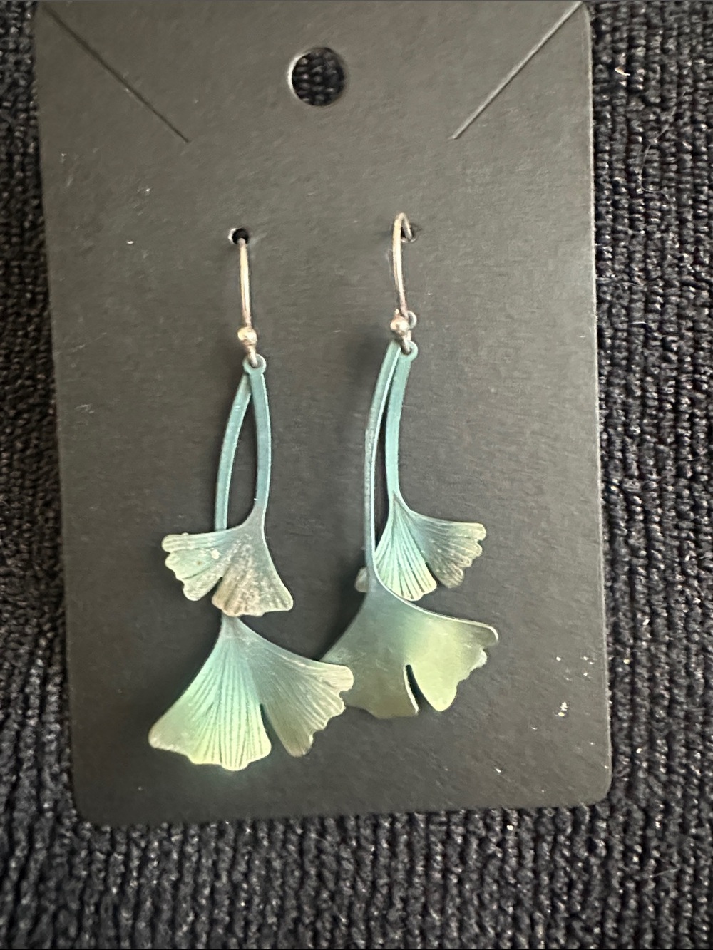 Teal-Green Ginkgo Leaf Drop Earrings - Botanical Dangle. Holly Yashi